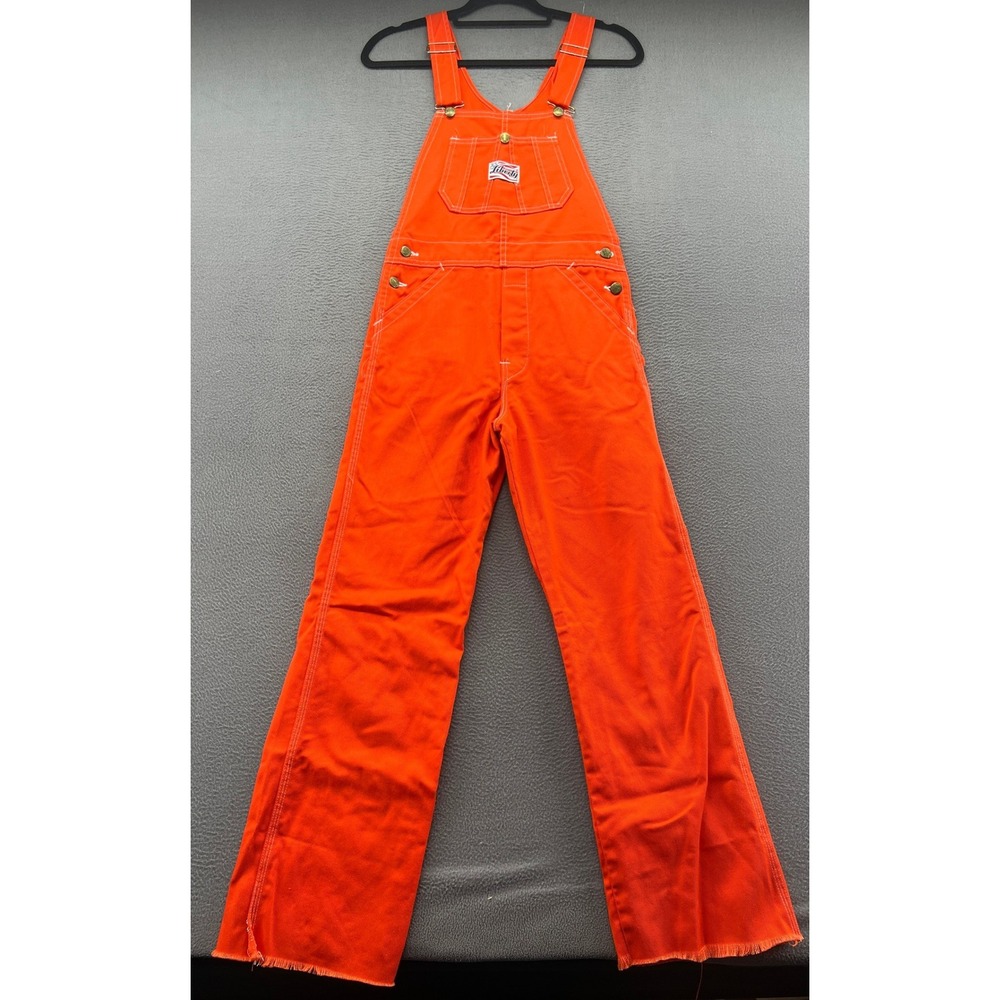 VTG Liberty Bib Overalls Mens 28x31 Safety Orange Cotton Twill Workwear Utility